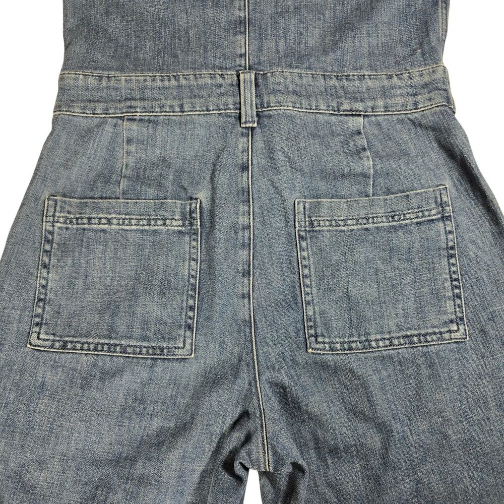 Aerie Denim Kick Flare Overalls Jumpsuit S Blue Wide Leg Adjustable Straps - Picture 7 of 16